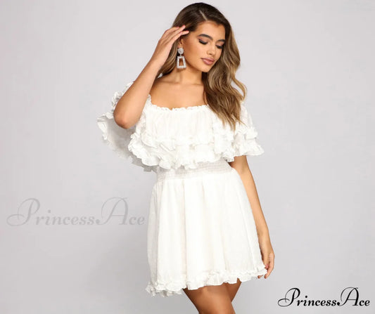 Flirty Vibes Stylish Linen Mini Dress WHITE / S