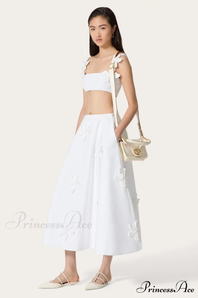 Floral Appliqu鑼?Crop Charming Top & Skirt Set
