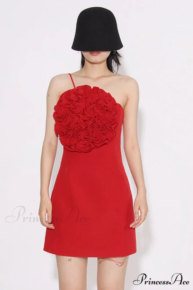 Floral Appliqu鑼?Stylish Gabardine Mini Dress