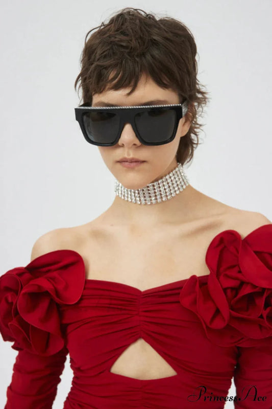 Floral Appliqu鑼卍 Stylish Ruched Crop Top