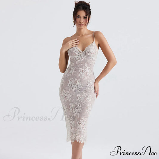 Floral Lace Ruched Tie Back Cap Sophisticated Sleeve Square Neck Mini Sundress - White S / White