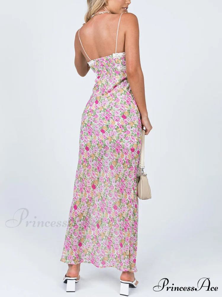 Floral Lace Trim Trendy Checkered Cropped Tank Top