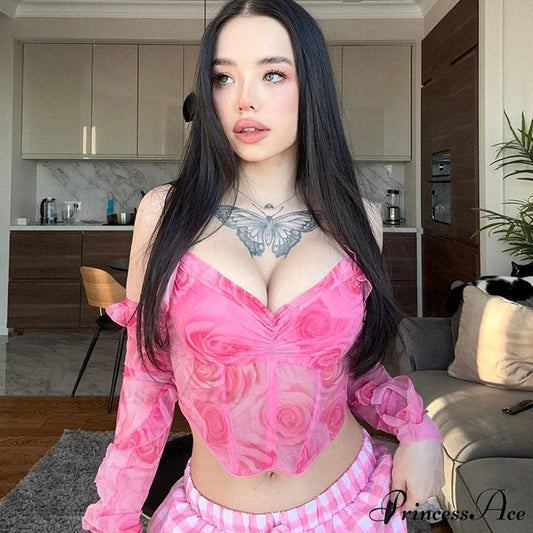 Floral Print Graceful Mini Boho Dress S / Pink