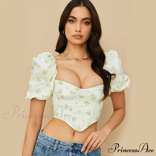 Floral Print Graceful Two Piece Set S / White