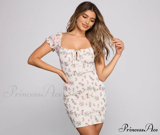 Floral Soul Puff Charming Sleeve Mini Dress IVORY / XS