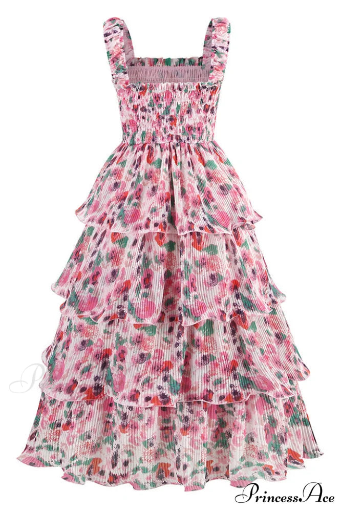 Floral Tiered Stylish Georgette Midi Dress