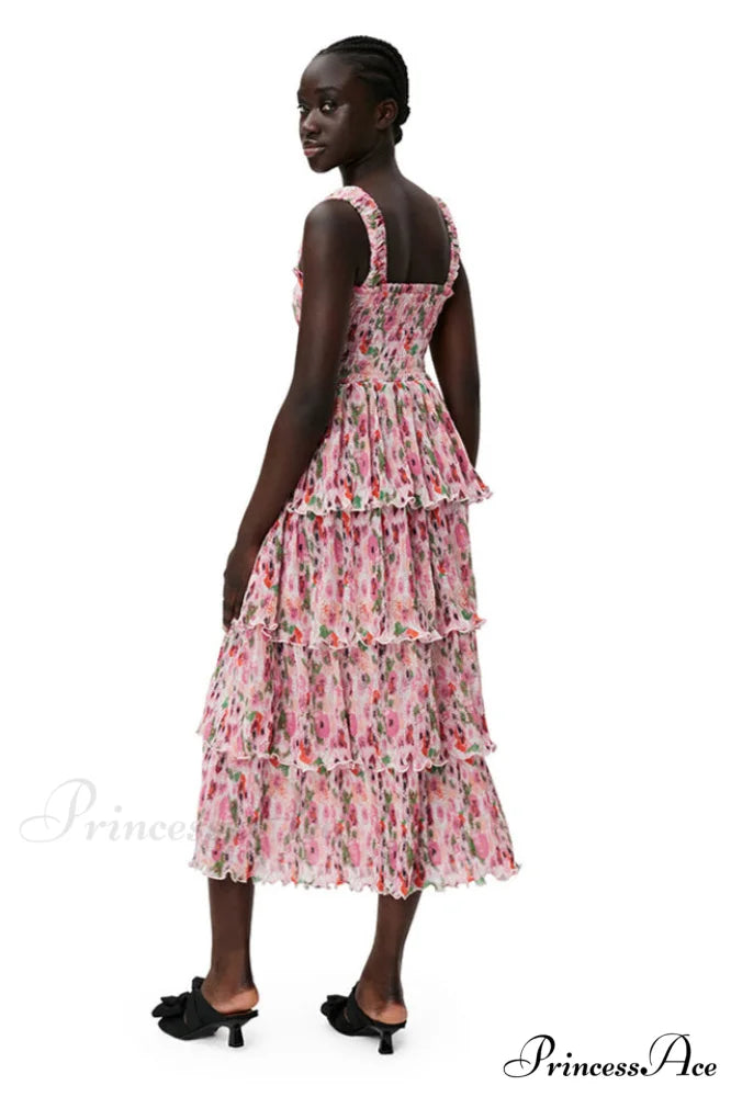 Floral Tiered Stylish Georgette Midi Dress