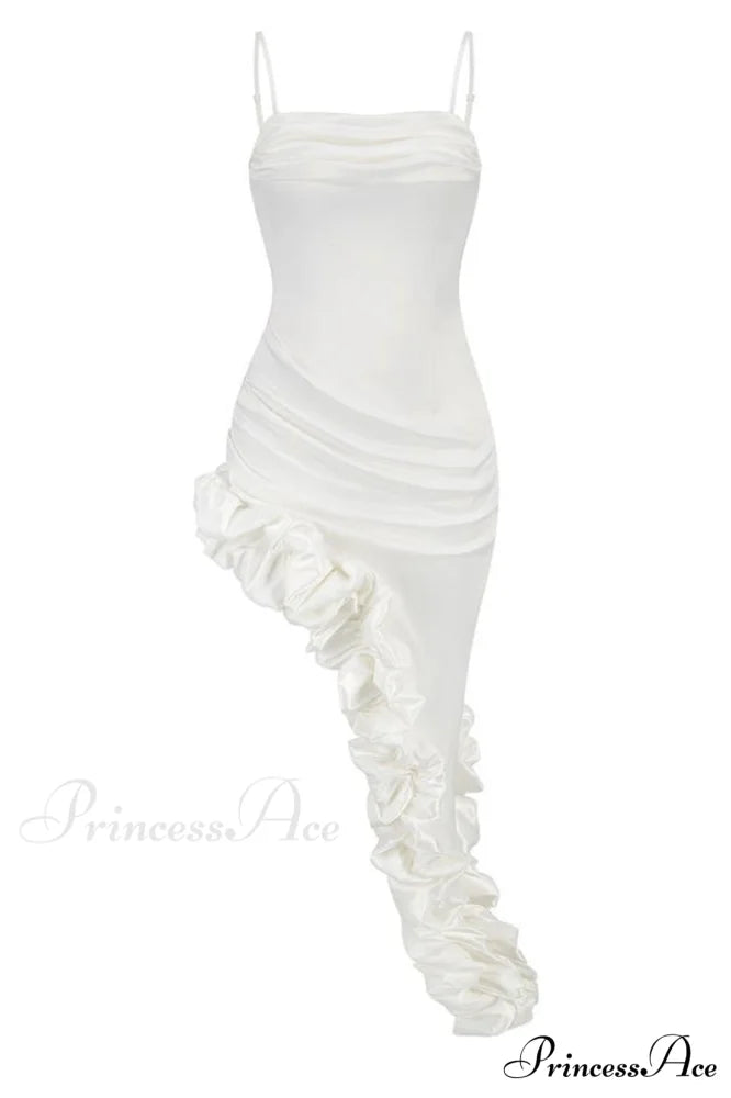 Florence Off Shoulder Charming Asymmetric Ruffle Dress
