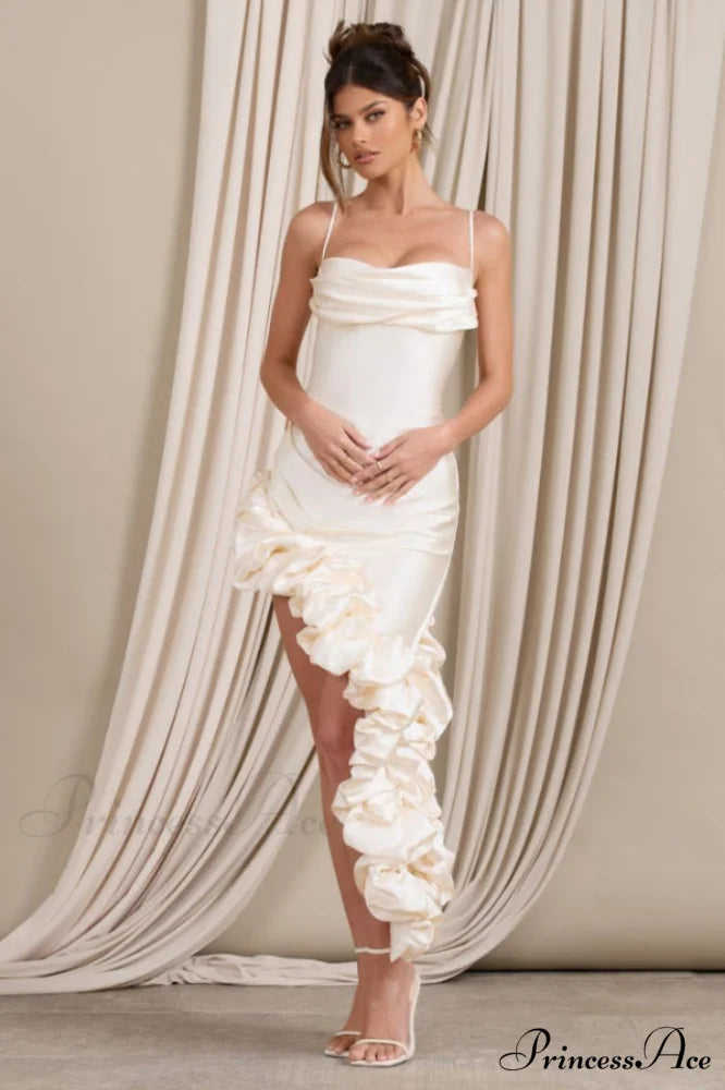 Florence Off Shoulder Charming Asymmetric Ruffle Dress
