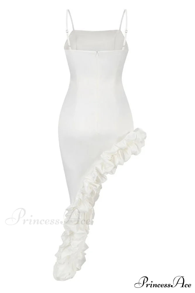 Florence Off Shoulder Charming Asymmetric Ruffle Dress