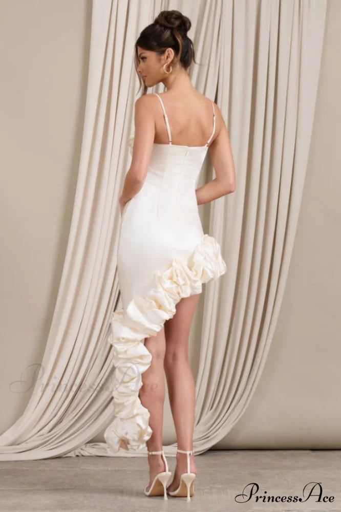 Florence Off Shoulder Charming Asymmetric Ruffle Dress