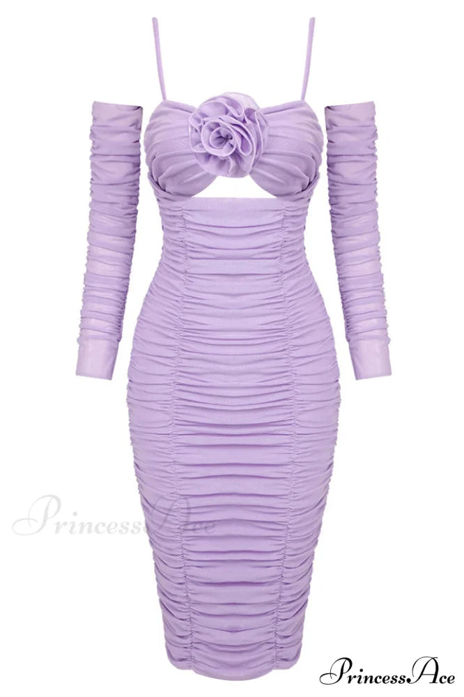 Flower Bloom Stylish Midi Dress XS / Purple