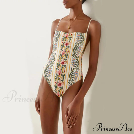 Flower Single Beach Swimsuit One Piece WHITE / S onepiece-250223