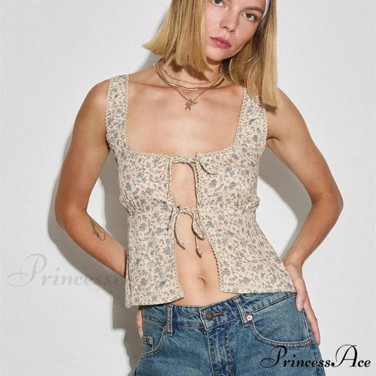 Flower Tie-Up Sleek Crop Top croptop-250223