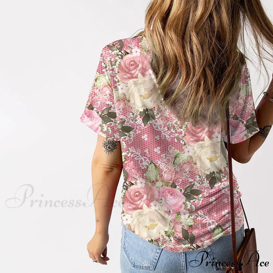 Flowered T-Shirt Casual with Design