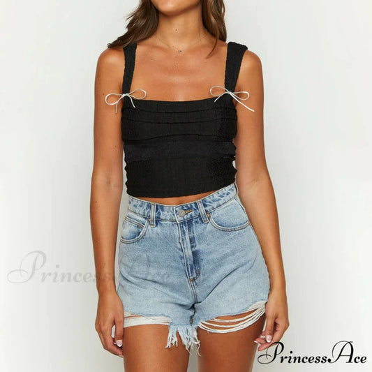 Folded Ribbon Square Crop Top croptop-250223