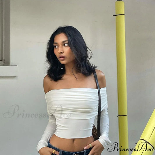 Folded Strapless Graceful Mini Dress S / White