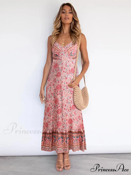 for Suspender Gown Flowered Bohemian Women