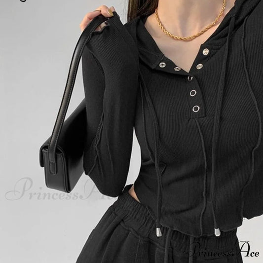 for Tees Hooded Tshirts Sweatshirt Long - Casual Tops Clothes Arm Woman Ropa Crop Y2k - Fashion Women Korean 2024 Mujer