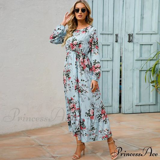 Free-spirited Women’s Chiffon Floral Maxi Dress oldfloraldress-250126