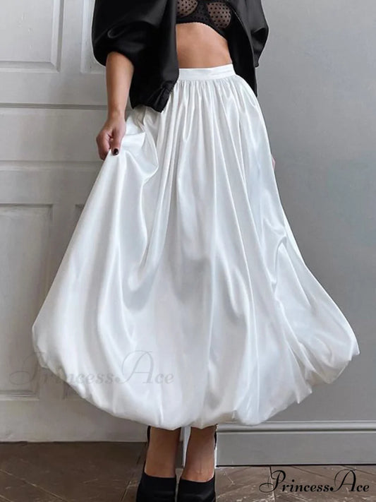 French High Waist Charming A-Line Skirt Skirt White / S