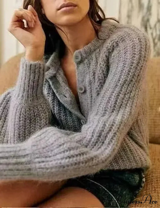 French Specialized Sturdy Relaxed Style Baggy Cardigan GRAY / S cardigans-241228