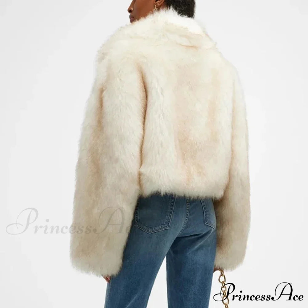 Fresh Green Gradient Cropped Fluffy Coat coats-241228