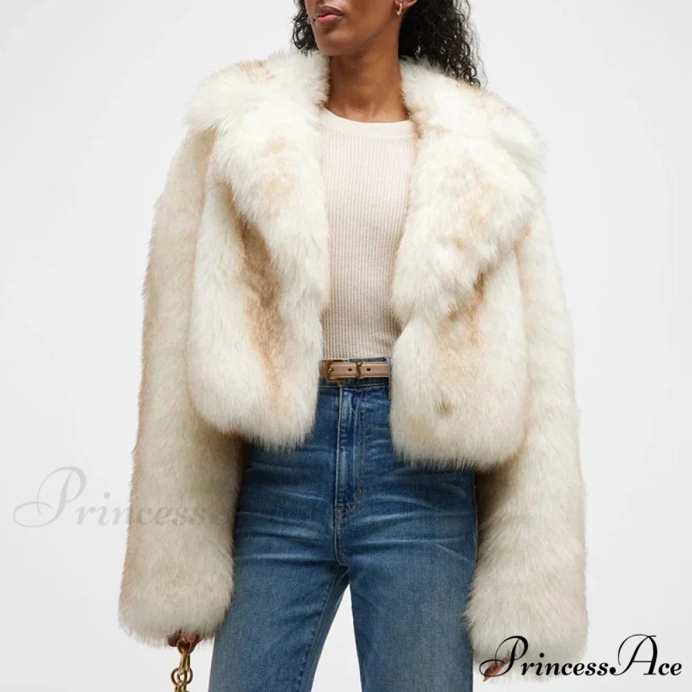 Fresh Green Gradient Cropped Fluffy Coat white / S coats-241228