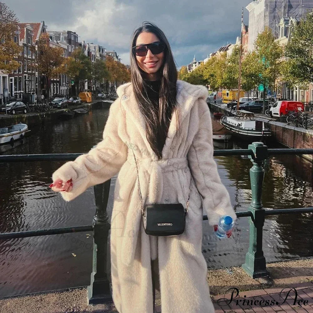 Fresh Mint Cinched Mink Fur Overcoat overcoats-241228