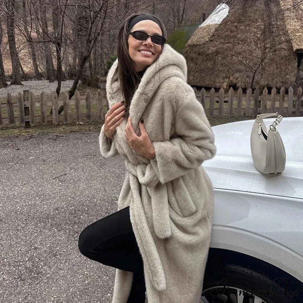 Fresh Mint Cinched Mink Fur Overcoat overcoats-241228