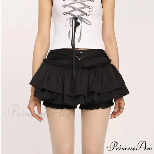 Frill Sleek Pastry Tier Skirt Black / S skirts-250223