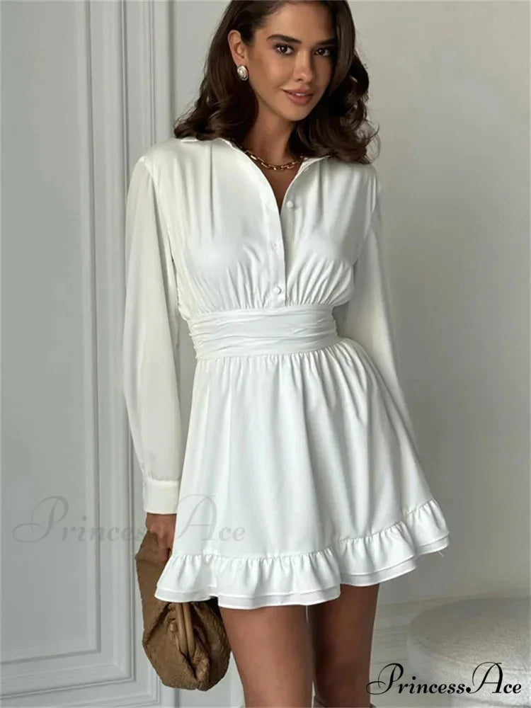 Frilled Bandage Lace-Up Mini Dress minidress-250223