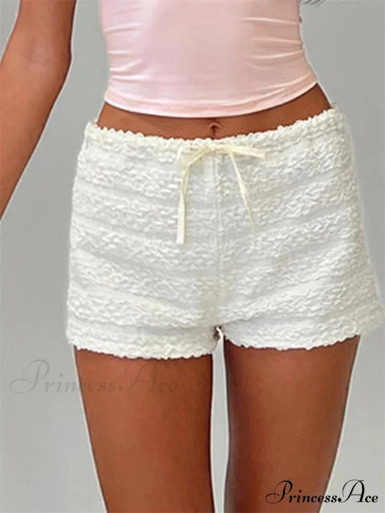 Frilled Fastened Elastic Waist Short short-250223