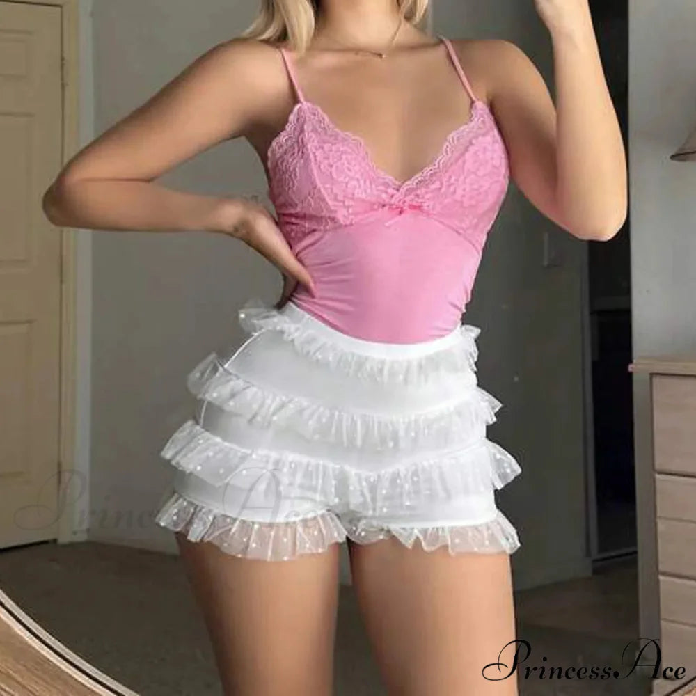 Frilled Lacy High-Rise Short White / S short-250223