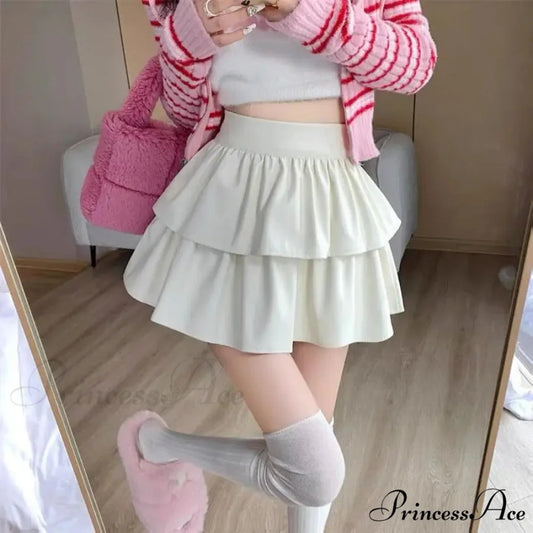 Frilled Leather Gothic Skirt apricot / S skirts-250223