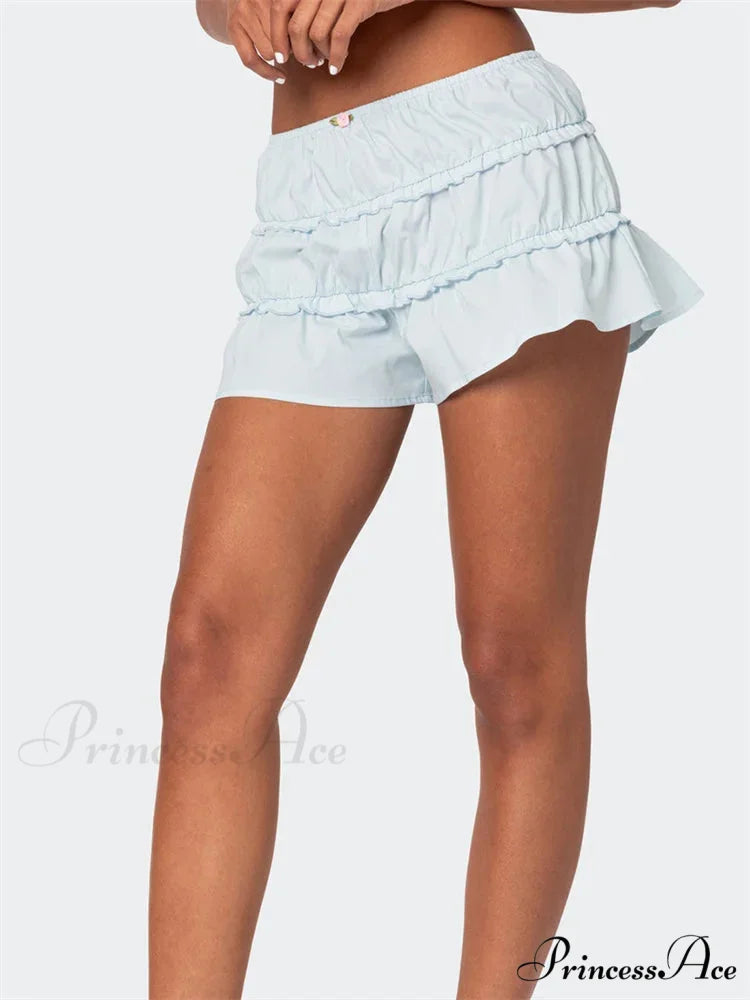 Frilled Unadorned Stretchy Waist Short short-250223