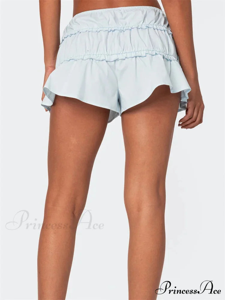 Frilled Unadorned Stretchy Waist Short short-250223