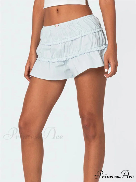 Frilled Unadorned Stretchy Waist Short short-250223