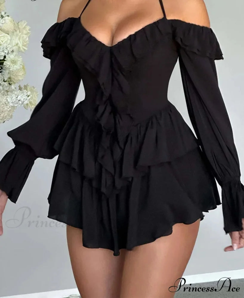 Frilly Flounce Sleeve Short Dress minidress-250223