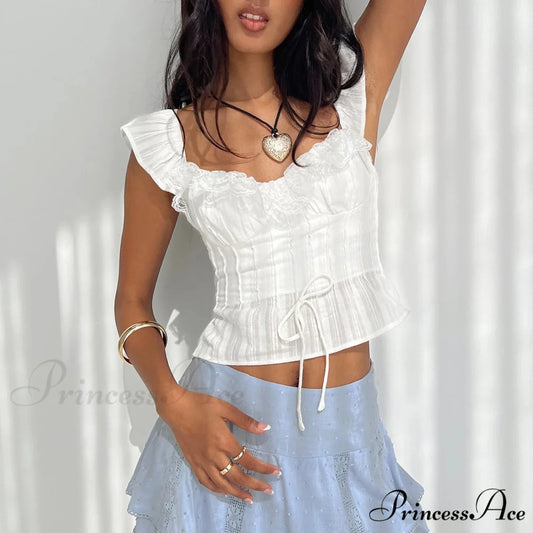 Frilly Ruffles Fasten-Up Crop Top croptop-250223