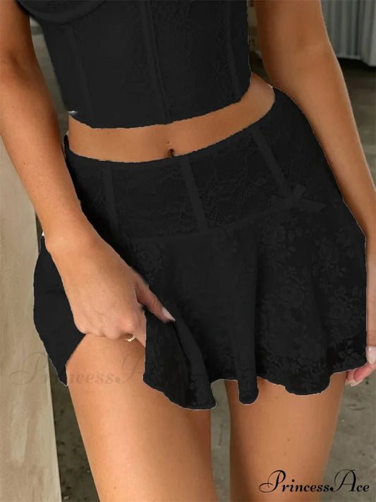 Frilly Tiered Slip Style Skirt Black / S skirts-250223