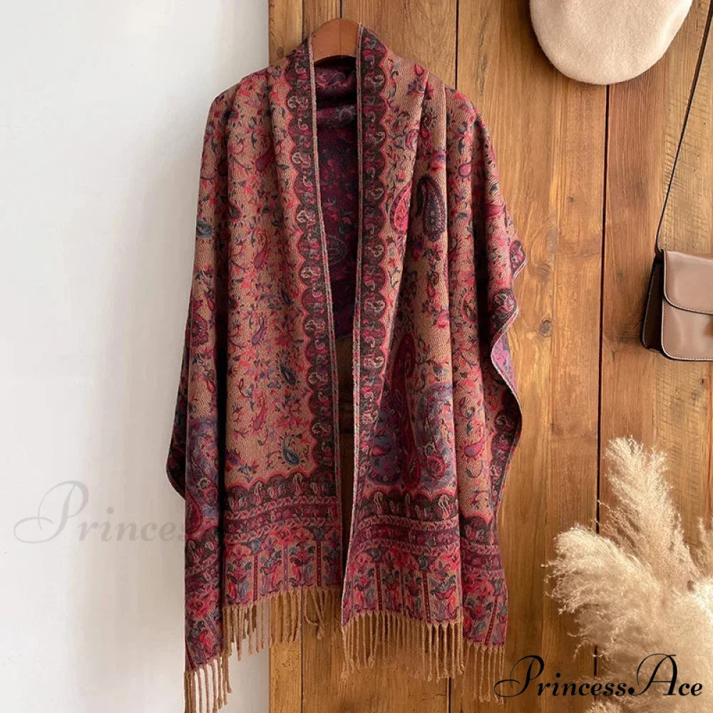 Fringe Cover Cashmere Pashmina Wrap scarf-241228