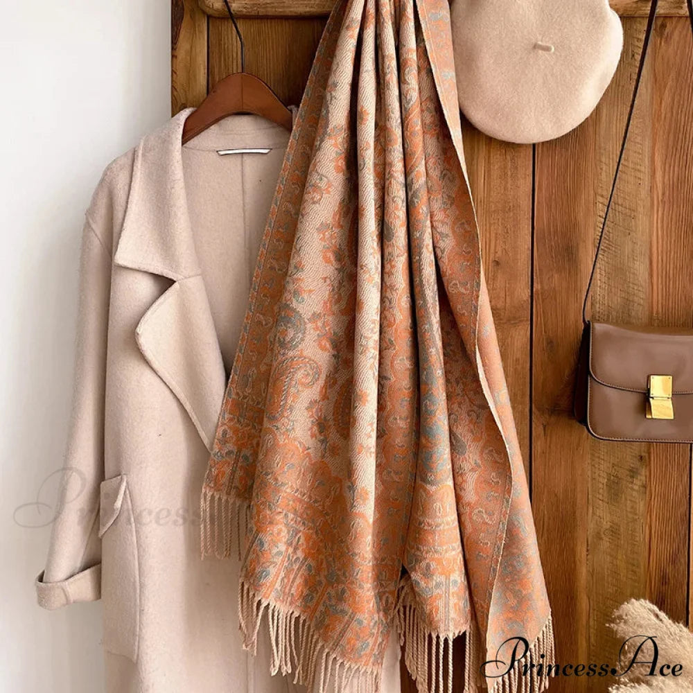 Fringe Cover Cashmere Pashmina Wrap scarf-241228