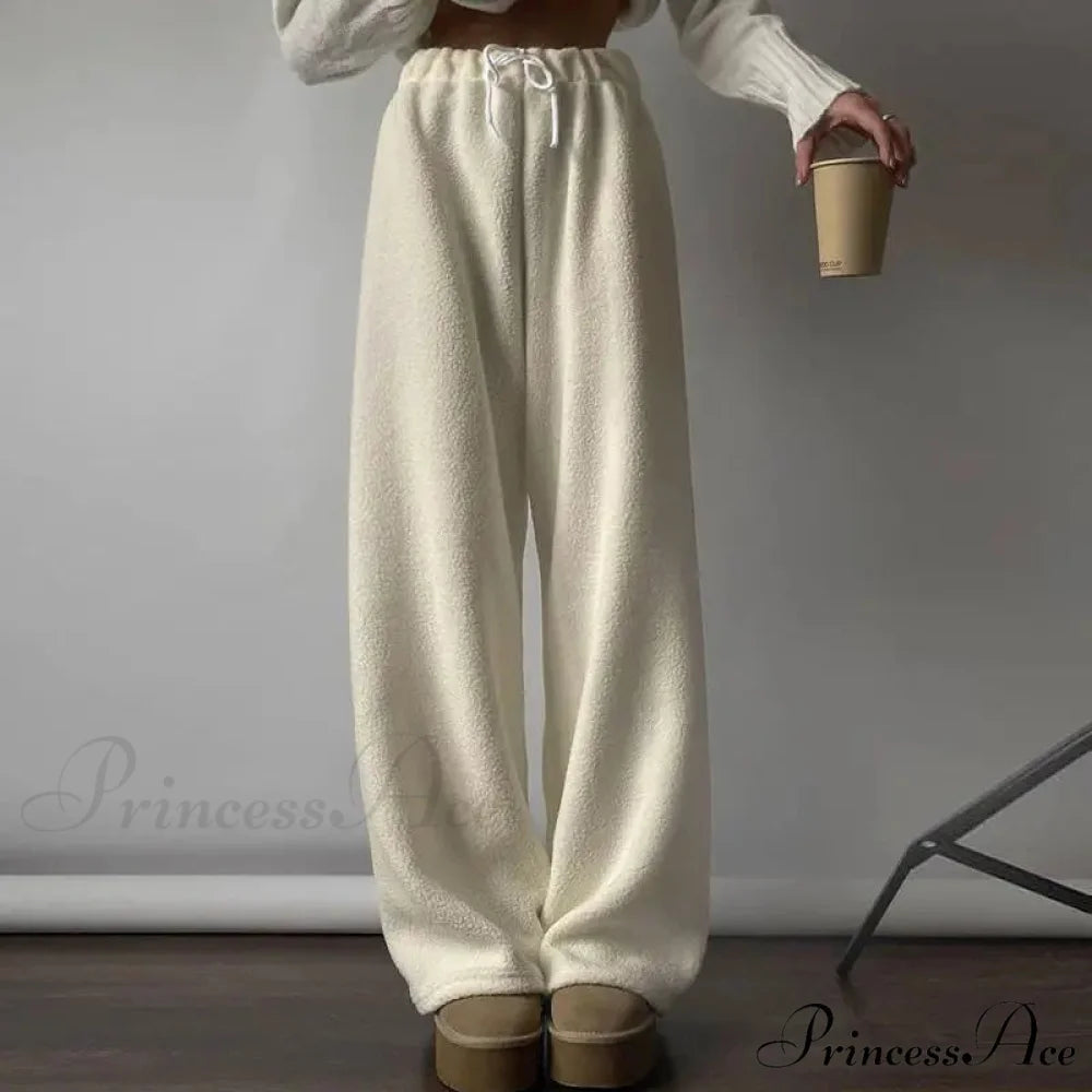 Frosty Fleece Simple Retro Women Pants pants-241228