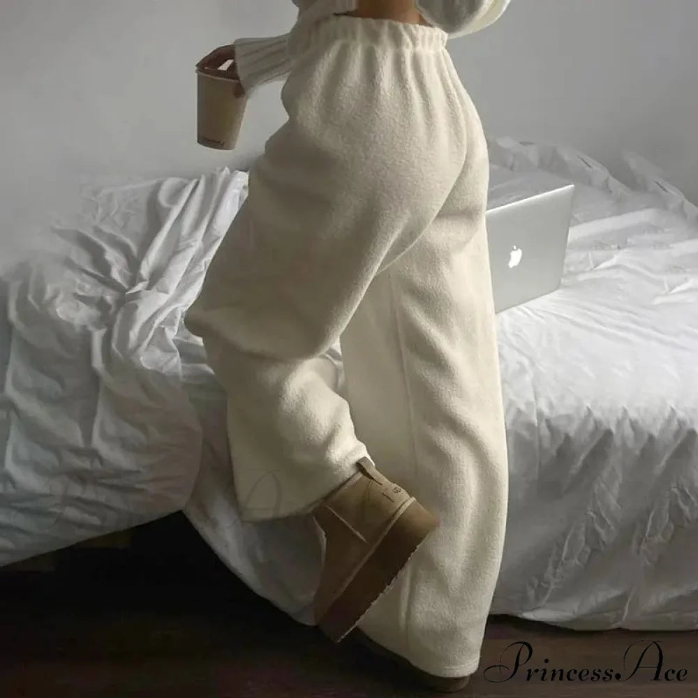 Frosty Fleece Simple Retro Women Pants pants-241228