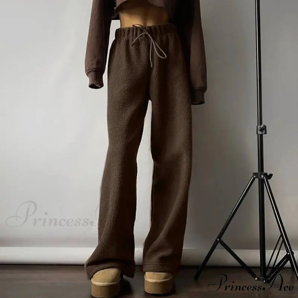 Frosty Fleece Simple Retro Women Pants pants-241228