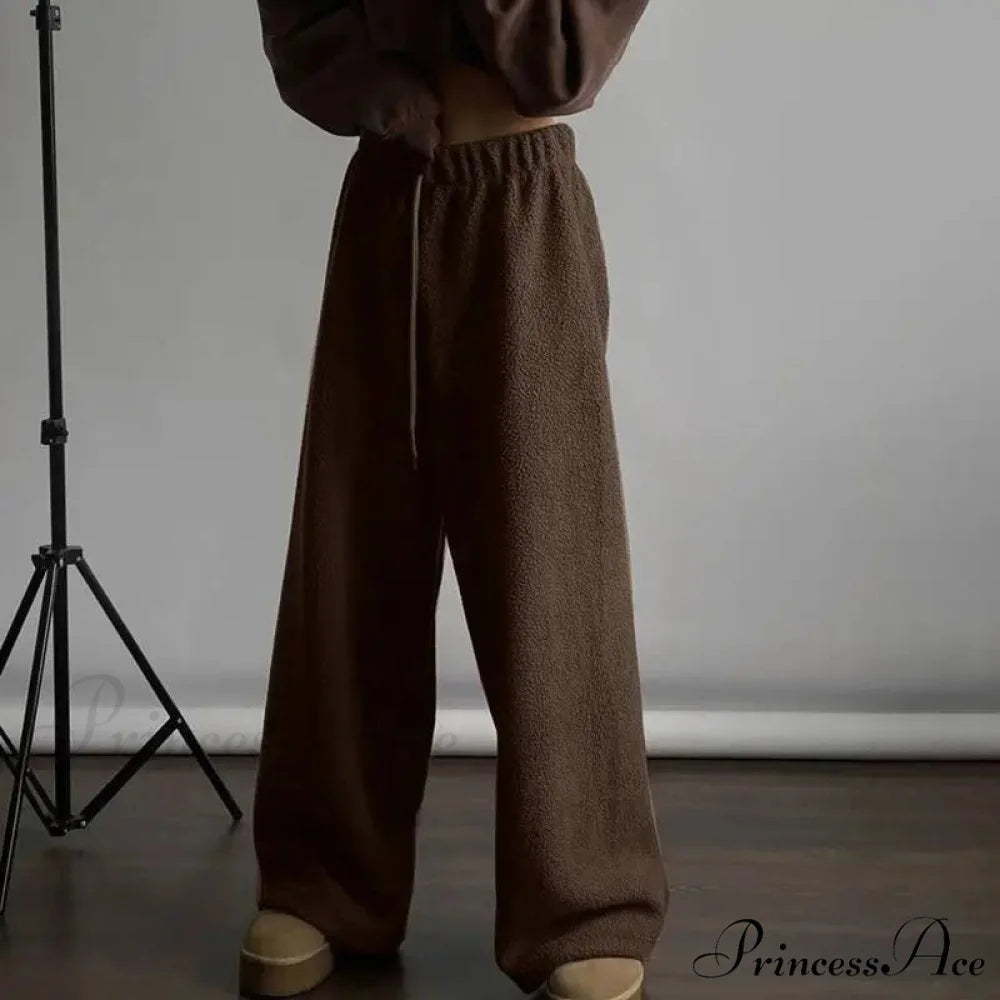 Frosty Fleece Simple Retro Women Pants pants-241228