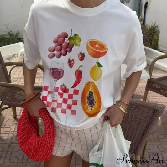 Fruit Grape Printed Large T-shirt WHITE / S t-shirt-250223
