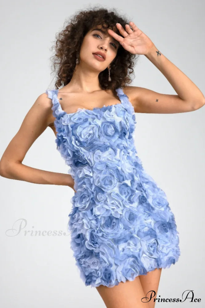 Fryni 3D Stylish Floral Mini Dress