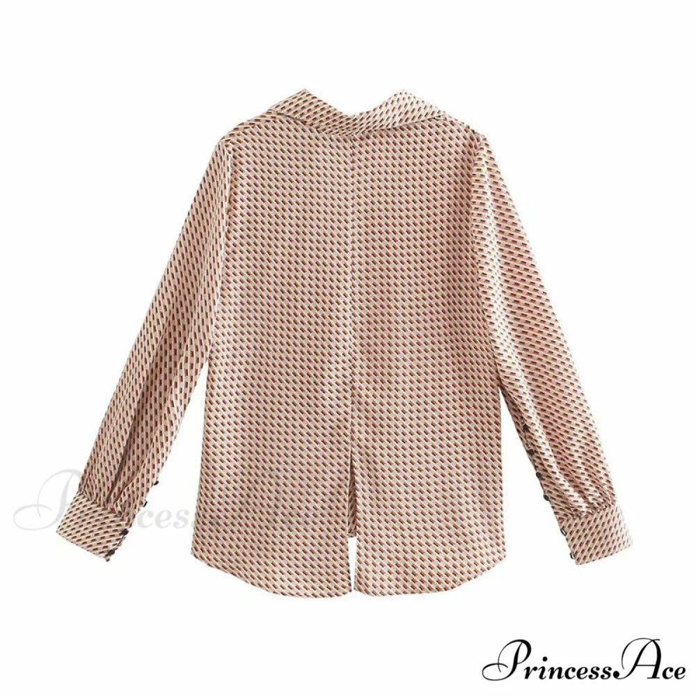 Fshion Woman Plaid Long Sleeve Blouse